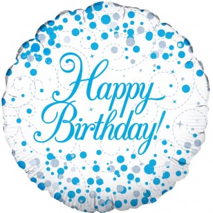Sparkling Fizz Blue Happy Birthday Balloon 